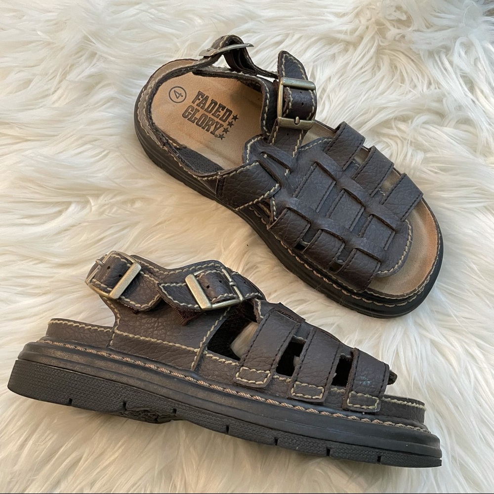 vintage platform faded glory sandals fisherman 90s brown buckle y2k size 6